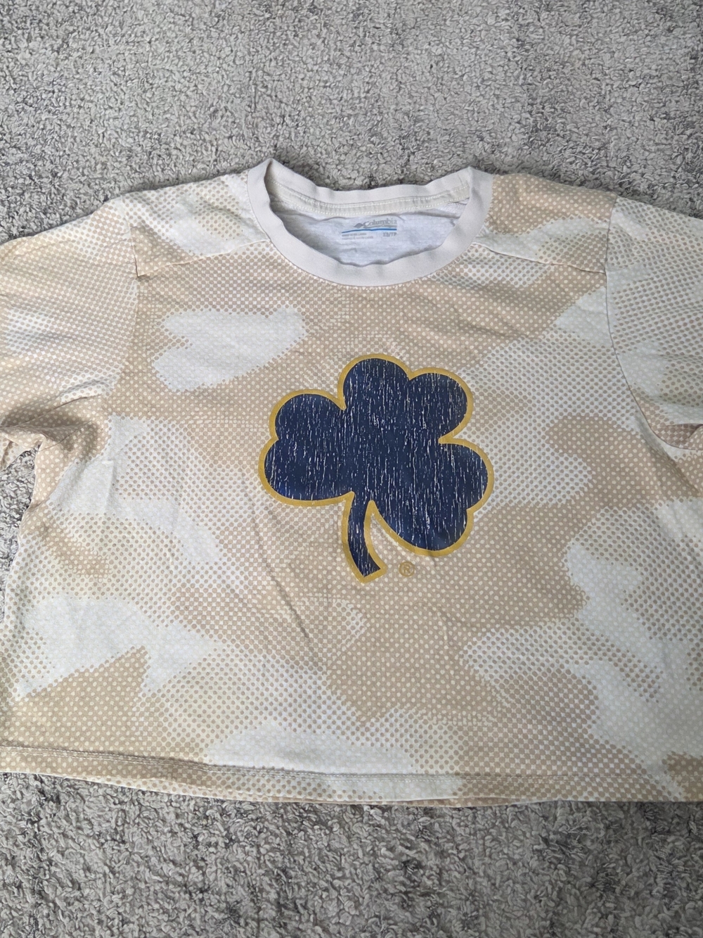 Columbia Beige Camo Tee with Navy & Yellow Clover